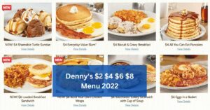 Denny's $2 $4 $6 $8 Menu 2022